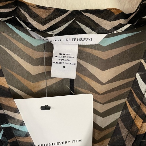 Diane Von Furstenberg Kipling Caftan Beach Cover Up Geometric Print Size 4 - Picture 4 of 17